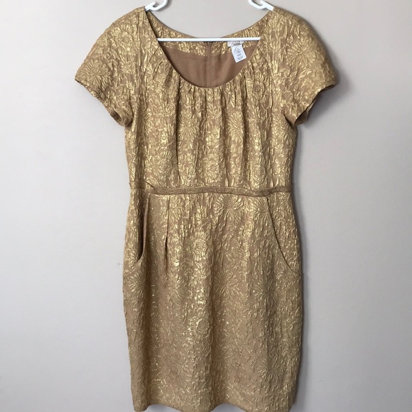 J. Crew Dresses & Skirts - J.Crew Gold Brocade Dress with Pockets - Sz 6